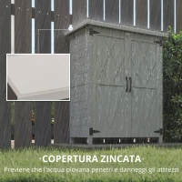 Outsunny Armadio da Giardino in Legno per Attrezzi, con 4 Ripiani 2 Porte, 75x40x90 cm, Grigio(m-8)