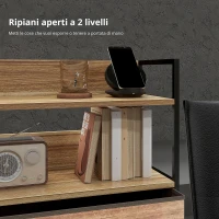 HOMCOM Cassettiera con 3 Cassetti in Tessuto Rimovibili e 2 Ripiani, 60 x 29 x 101cm, MDF e Metallo, Naturale e Nero(m-6)