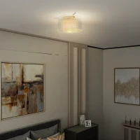 HOMCOM Plafonnier LED 40W base E27 moderne pour salon, couloir, salle à manger, cuisine, transparent(m-10)