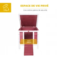 PawHut Clapier à lapin cage à lapin avec rampes/porte, toit ouvrant et étanche - en bois de sapin 51 x 42 x 43 cm rouge blanc(m-4)