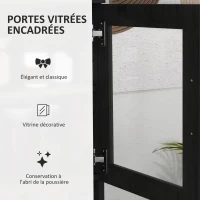 HOMCOM Buffet haut cuisine, armoire de cuisine avec 4 portes, tiroir, plan de travail, étagères réglables, 80x48x170cm, noir(m-5)