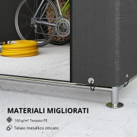 Outsunny Casetta da giardino tenda di deposito impermeabile riparo moto porta avvolgibile con cerniera, 200 x 238 x 183 cm, grigio scuro(m-7)