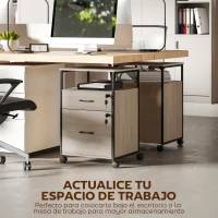 Vinsetto Cajonera de Oficina Cajonera para Escritorio con 2 Cajones y Ruedas para Tamaño Carta A4 44x40x66,5 cm Tono Madera(m-4)