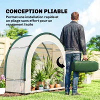 Outsunny Serre de Jardin Pliable et Portable, Petite Serre de Balcon en Bâche PE et Porte Zippée, 200 x 80 x 164 cm, Vert(m-4)
