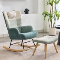 Fauteuil à bascule en bouclé au motif patchwork rayé coloré avec design ergonomique et dossier haut, Multicolore(m-1)