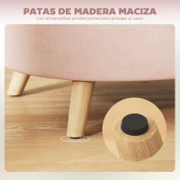 HOMCOM Puff Almacenaje Ovalado Banco Almacenaje 71x51,5x42 cm Tapizado en Terciopelo con Patas de Madera Maciza Rosa Claro(m-6)