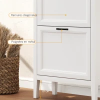 HOMCOM Móvel para sapatos 18 pares, armário estreito com 3 gavetas basculantes e prateleiras reguláveis, branco(m-4)