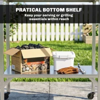 Outsunny Chariot de Barbecue Table de Préparation Extérieur avec Plan de Travail et Roulettes Acier Inoxydable 85x60x92cm Argenté(m-5)