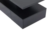 Tavolino da salotto a 2 livelli con luce LED a 16 colori, ripiano aperto e cassetto, 100x50x39 cm, Nero(m-10)