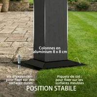 Outsunny Pergola adossée 3,8 x 3 m avec toit en polycarbonate, structure rigide en aluminium avec gouttières intégrées, gris foncé(m-6)