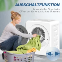 HOMCOM Ablufttrockner, 4 kg Frontlader-Wäschetrockner mit Edelstahltrommel, 800W Kompakt Freistehend, Weiß(m-7)