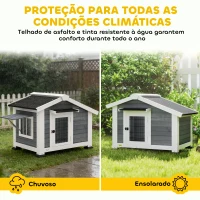 PawHut Casota para Cães de Exterior em Madeira Casa para Cães Médios com Teto de Asfalto Chão Removível 98x76x69,5 cm Cinzento(m-5)