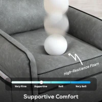 HOMCOM Accent Chair, Faux Leather Armchair - Grey(m-4)