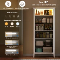 HOMCOM Alacena de Cocina Alta con Luz LED Sensor de Movimiento Iluminación Regulable en 3 Colores Blanco(m-4)