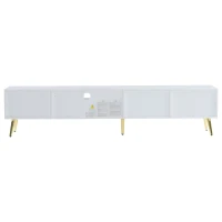 Mobile TV moderno con motivo a nido d'ape e ripiani portaoggetti, 180x40x41 cm, Bianco(m-13)
