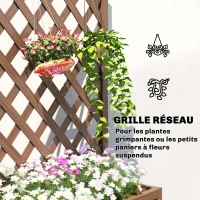 Outsunny Jardinière avec treillis, bac à fleurs, pour plantes grimpantes, légumes, fleurs, en bois massif, 70x28x117cm café foncé(m-5)