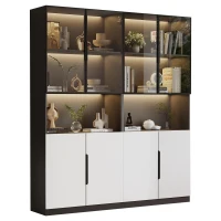 Vetrina per collezione moderna con illuminazione LED, 160x30x200 cm, Bianco(m-10)
