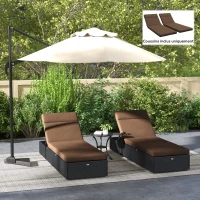 Outsunny Lot de 2 Matelas pour Chaise Longue transat Sangles d'attache pour Jardin MATELAS UNIQUEMENT 196L x 55l cm Marron(m-10)