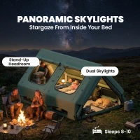 Outsunny Opblaasbare Tent 8-10 Personen Snelle Opzet 4-Seizoenen Waterdicht Krasbestendig Tent met Kachelopening Dakramen(m-6)