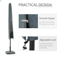 Pokrowiec na parasol Outsunny, osłona na parasol, pokrowiec ochronny, odporny na warunki atmosferyczne, paski mocujące, zamek błyskawiczny, poliester Oxford, szary, 178 x 25/35 cm(m-5)