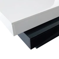Tavolino da salotto girevole a 2 livelli con piano lucido, 103x60x35,5 cm, Bianco e Nero(m-9)