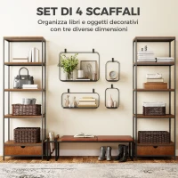 HOMCOM Mensole Flottanti Geometriche per Soggiorno, Set di 4 Pezzi, Nero(m-5)