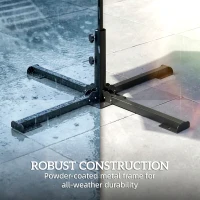 Outsunny Stojak na parasol składany na drążki o średnicy 38 i 48 mm, metalowa podstawa krzyżowa, ciemnoszary(m-6)