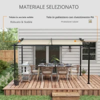 Outsunny Pergola Retrattile 4 x 3 m, Struttura in Metallo con Finitura Epossidica Anticorrosione, Telo in Poliestere 180 g/m², Beige(m-3)
