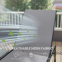 Outsunny Zestaw 2 Leżaków Ogrodowych z 5-stopniowo Regulowanym Oparciem, Bocznym Stolikiem, Kółkami, Antypoślizgowe Nogi Szary(m-6)