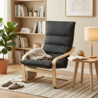 HOMCOM Fauteuil de Salon Moderne à Dossier Haut Rembourré Pieds en Bois et Revêtement en Velours 67x83x105 cm Noir(m-5)
