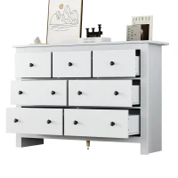 Madia credenza minimal portaoggetti con 7 cassetti, 152x40x88.5 cm, Bianco(m-12)