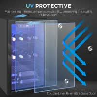 HOMCOM Chłodziarka do wina na 24 butelki, 68 litrów pojemności, 4-16°C, stojąca lodówka na napoje, piwo i wino z szklanymi drzwiami, czarna(m-8)