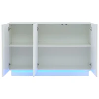 Credenza da sala da pranzo minimal con luce LED, in truciolato, 120x40x75 cm, Bianco(m-11)
