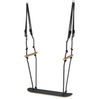 AIYAPLAY Skateboardschommel Kinderschommel met verstelbare hoogte, antislip plank, weerbestendig touw, handgrepen, Zwart(m-1)