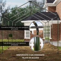 Outsunny Tenda Garage 3 x 6m, Tenda per Auto Resistente con 2 Porte Avvolgibili, Telo 200g PE, Verde(m-6)