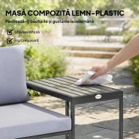 Outsunny Set Bistro Grădină 3 Piese pentru 2 Persoane, Masă și Scaune Exterior cu Șezut Textilen și Perne, Gri(m-6)