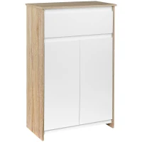 kleankin Meuble de salle de bain, meuble de rangement, tiroir et placard double porte, 60x30x90cm, blanc et effet bois naturel(m-12)