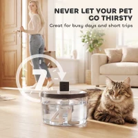 PawHut Kattenfontein 4L draadloos roestvrij staal drinkfontein met bewegingssensor 12 filters dubbel filtersysteem LED zilver(m-5)