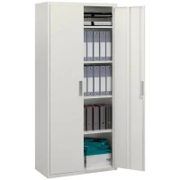 HOMCOM Archivador con Llave Estantes Ajustable Armario Archivador Metálico para Oficina Estudio Salón 80x40x180 cm Blanco(m-10)