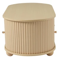 Table basse ovale avec rangement et portes coulissantes, 100x50x40 cm, Couleur naturelle(m-9)