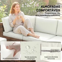 Outsunny Conjunto de Jardim Exterior em Rattan de 6 Peças com Cadeira de Canto, 2 Cadeiras sem Braços, Apoio para Pés e Mesa Castanha(m-6)