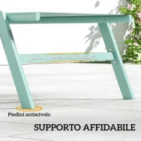 Outsunny Set 2 Lettini Prendisole Regolabili in 5 Posizioni con Tavolino Laterale e 2 Ruote, in Metallo e Poliestere, Verde(m-8)