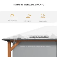 Outsunny Pergola da giardino con tetto rigido in metallo zincato, struttura in alluminio, tendaggi e zanzariere, 3x4 m(m-3)