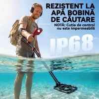 Outsunny Detector de Metale Pliabil pentru Adulți, Detector de Metale Aur Impermeabil IP68 cu Bobină, Display LCD, 4 Moduri, Geantă, Lopată, Căști, Tijă Telescopică Reglabilă, pentru Plajă și Grădină(m-7)