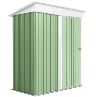 Outsunny Casetta da Giardino Porta Attrezzi in Acciaio con Porta Bloccabile, 161x95x163/181cm, Verde(m-11)