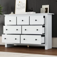 Madia credenza minimal portaoggetti con 7 cassetti, 152x40x88.5 cm, Bianco(m-4)