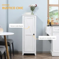 HOMCOM Armadio da Archiviazione per Cucina, Mobiletto Alto per Bagno, Stile Classico con 3 Ripiani Regolabili, Altezza 120 cm, in Legno, Bianco(m-5)