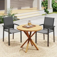 Outsunny Lot de 2 chaises de jardin chaises empilables d'extérieur respirant avec accoudoirs aluminium 56 x 58 x 89 cm gris foncé(m-10)