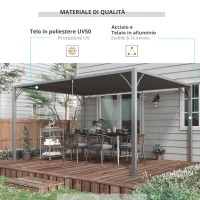 Outsunny Pergola 4 x 3 m Bioclimatica con Lamelle Orientabili, Design Contemporaneo, Anti-UV 50+, Alluminio, Grigio(m-4)