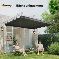 Outsunny Toile de toit pour pergola tonnelle rétractable de 4 x 3 m - toile uniquement 350 x 260 cm gris foncé(m-7)
